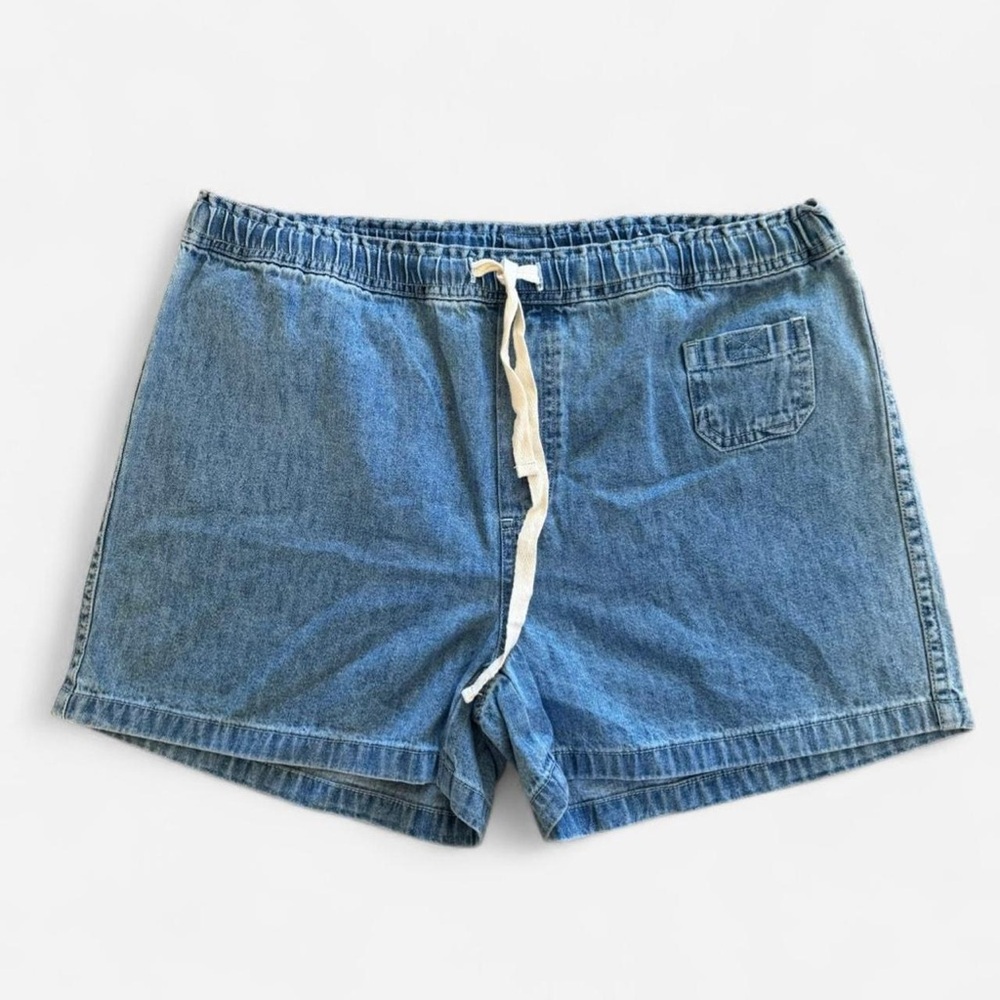 Vintage 90s Faded Glory denim shorts with drawstring